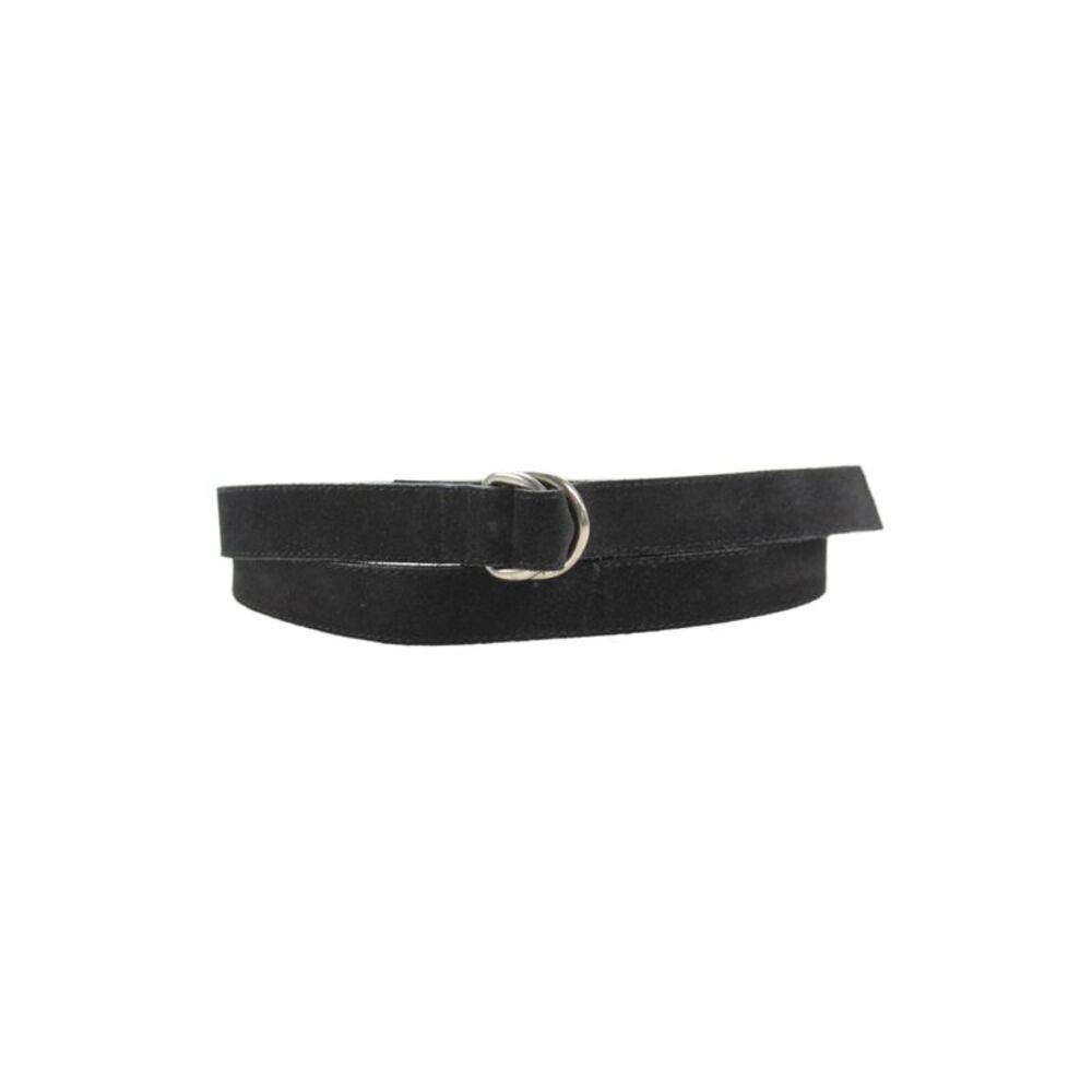 Dries Van Noten Womens Leather Suede Slim Silver Buckle Belt Black Size M